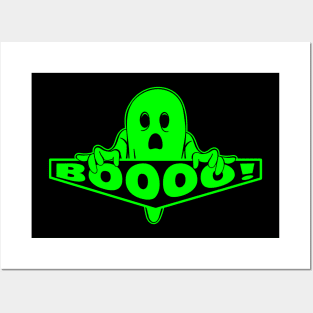 Cute Green Halloween Ghost Posters and Art